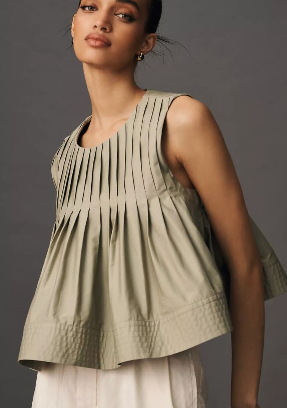 Mare Mare x Anthropologie Sage Pleated Structured Swing Tank Top